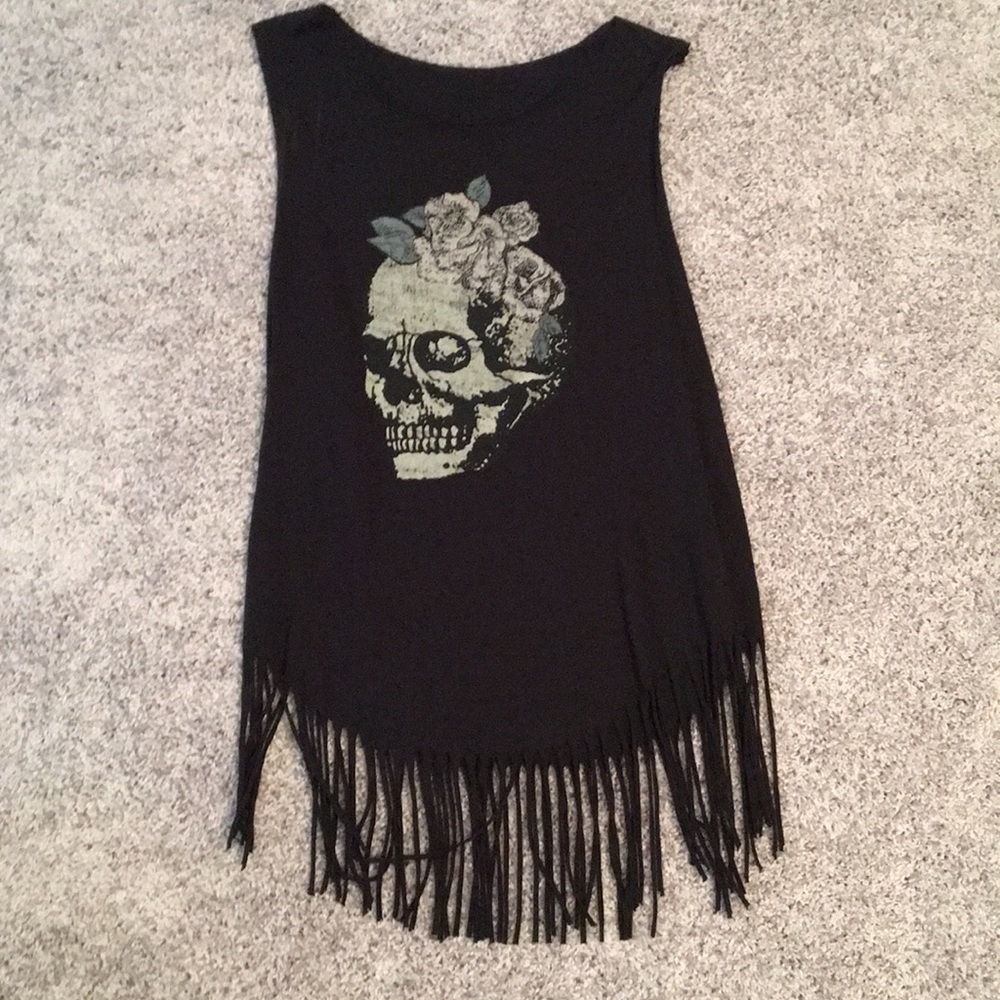 Skull Tank Top with Fringe